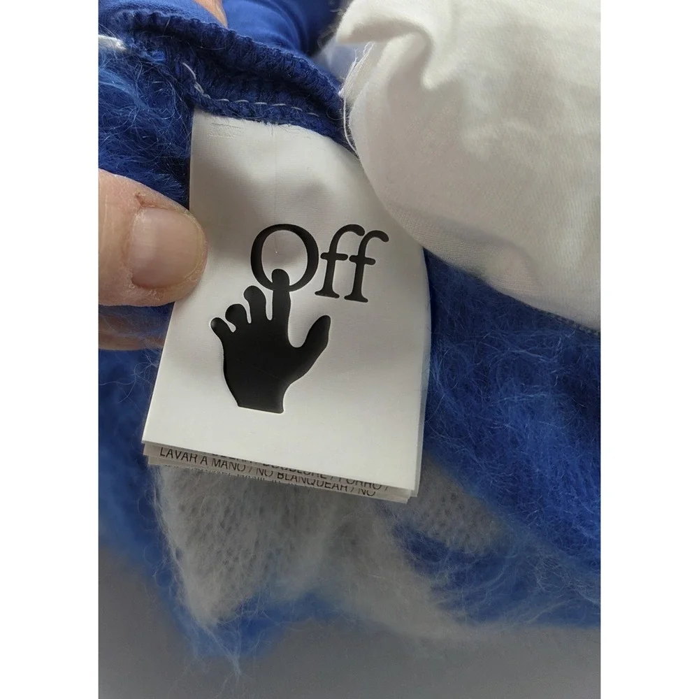 Off White HOME Mohair Blue‎ Pillow Arrow Graphic Made In Italy Virgil Abloh